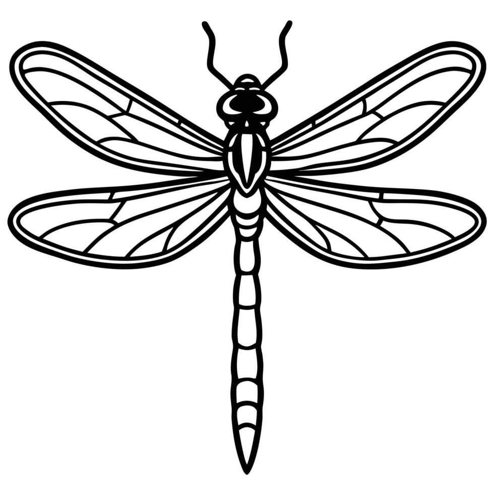Dragonfly silhouette drawing vector