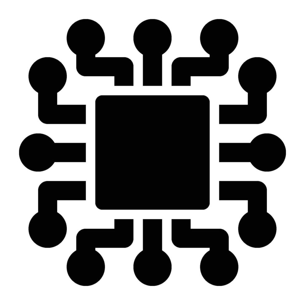 Chip, Processor, Microcontroller Glyph Solid Icon vector