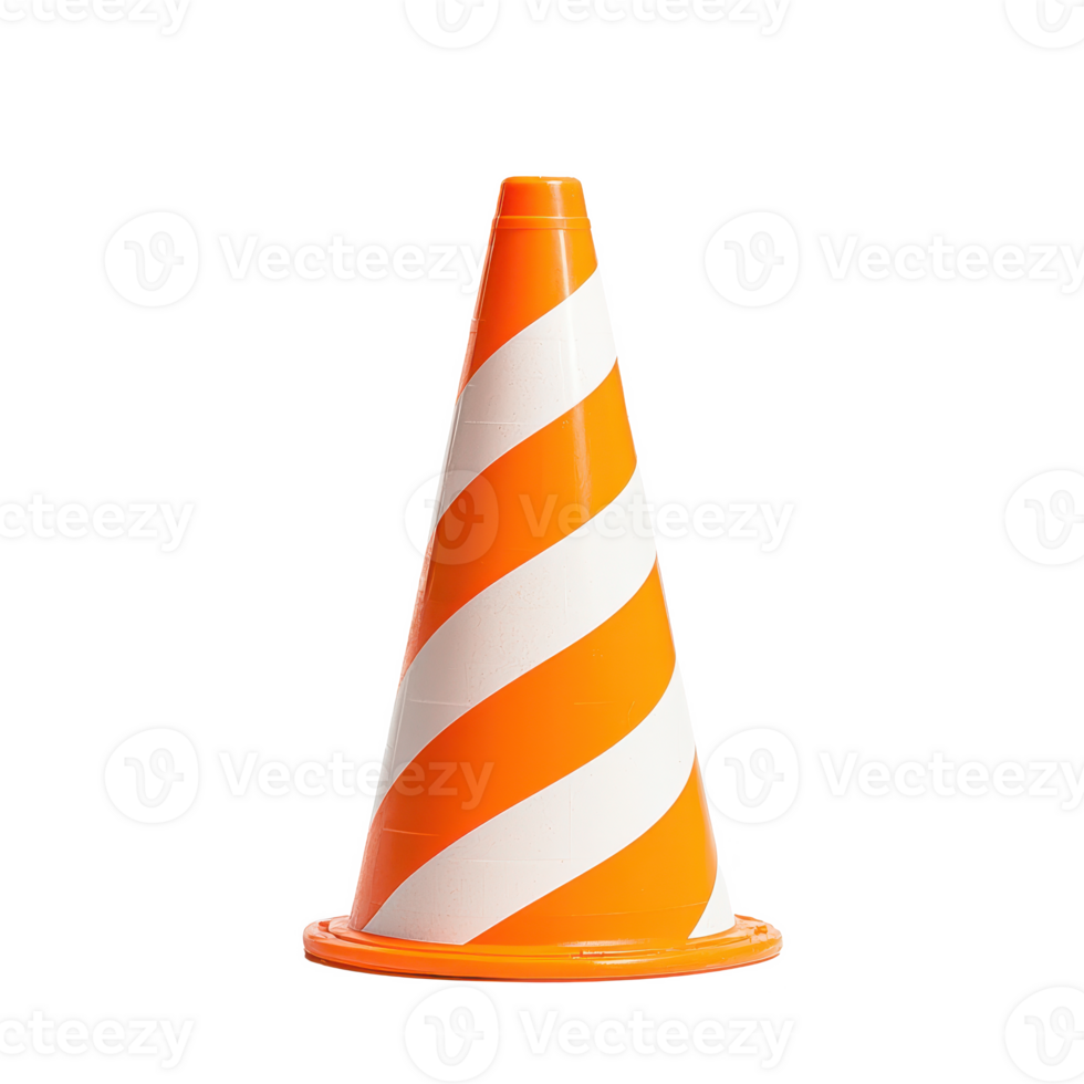 Traffic cone for road safety, designed with bright colors and visibility features. png