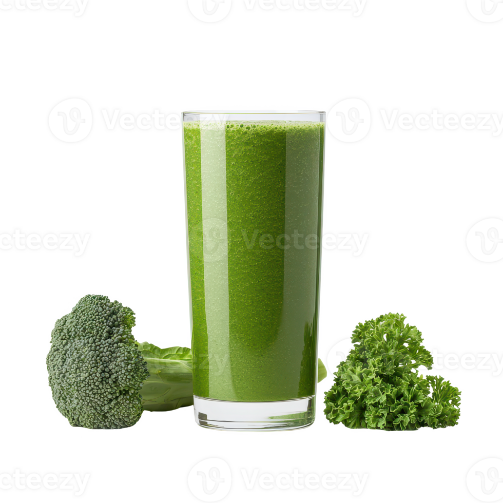 Healthy green smoothie with fresh broccoli and parsley, perfect for nutritious diets. png