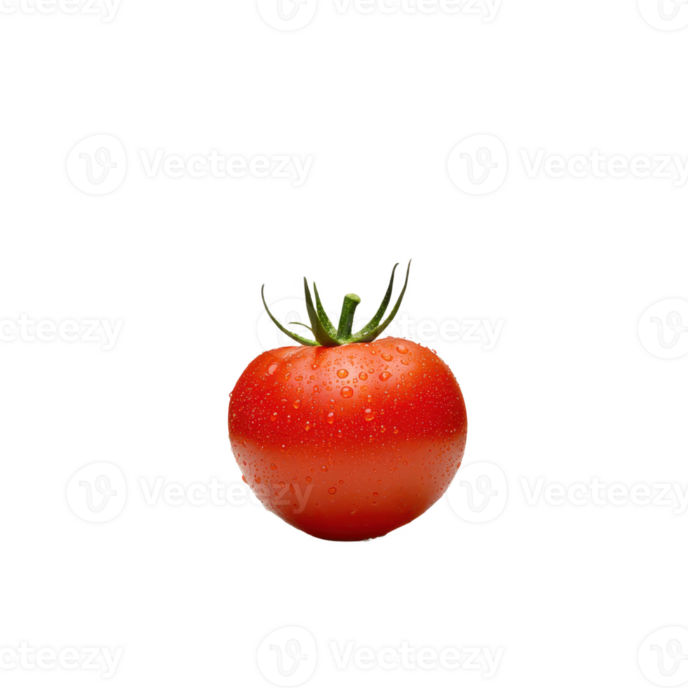 Fresh red tomato with droplets of water, showcasing its vibrant color and freshness. png