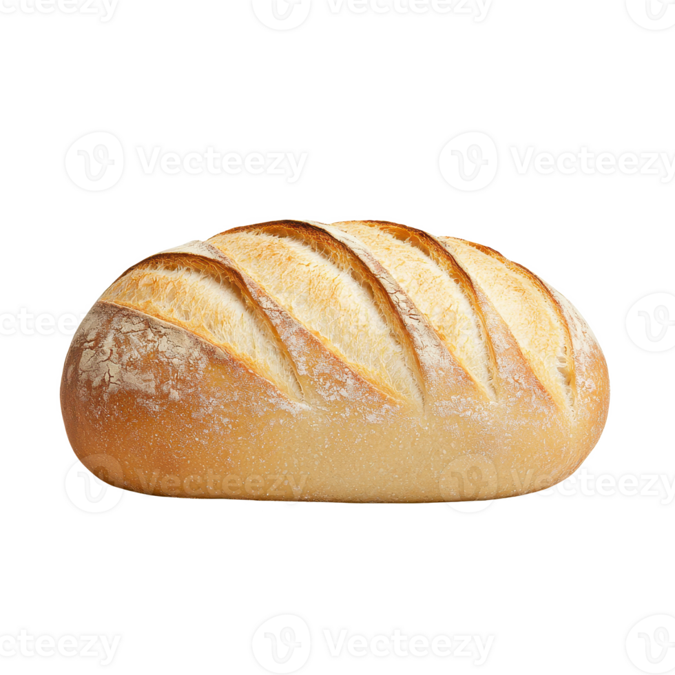 Freshly baked loaf of bread with a golden crust and soft interior, perfect for meals. png