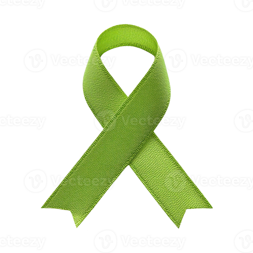 Green awareness ribbon symbolizing support for various causes. png