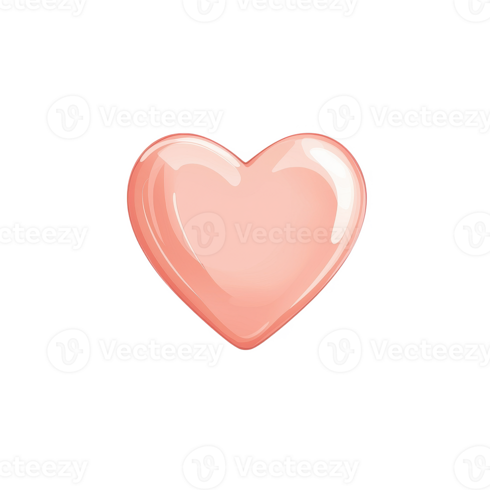 A glossy pink heart shape on a transparent background, symbolizing love and affection. png