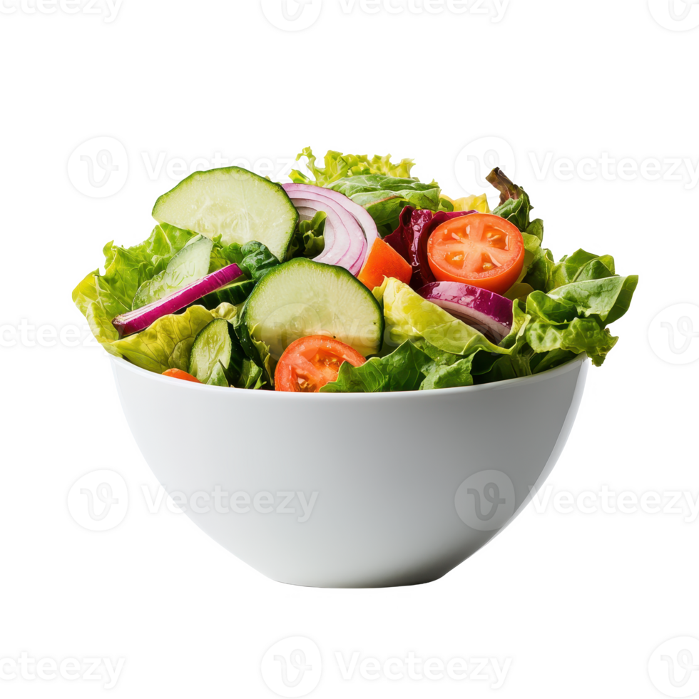 Fresh salad bowl filled with colorful vegetables for a healthy meal. png