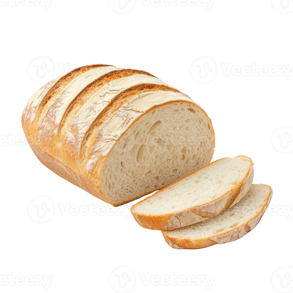 Freshly sliced loaf of bread showcasing light and fluffy texture for culinary delights. png