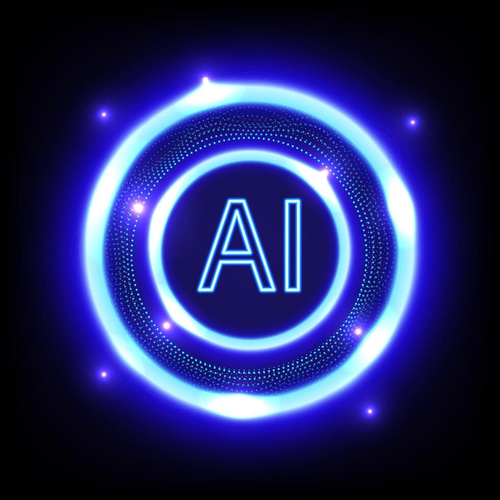 Digital technology AI dark blue background. Ring circuit technology chipset cloud concept. Design for connection communiction computer. vector
