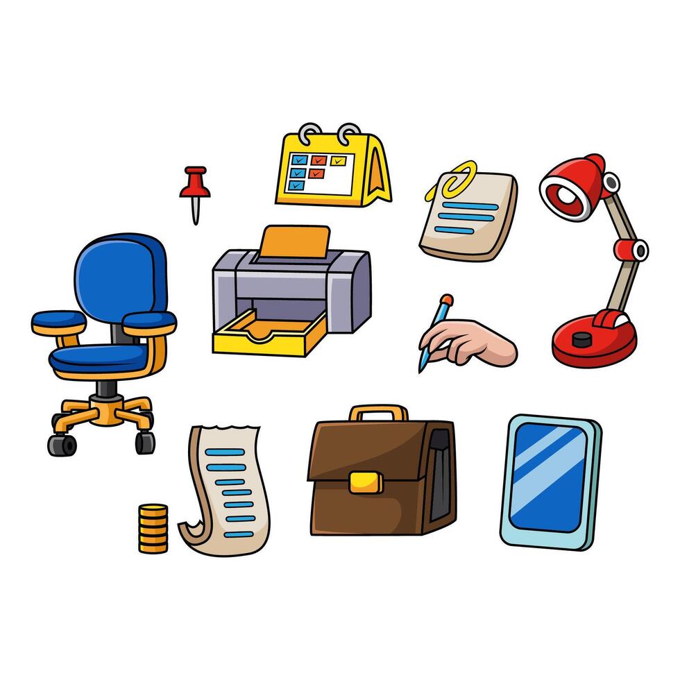 Set of office workplace icon. Isolated on white background vector