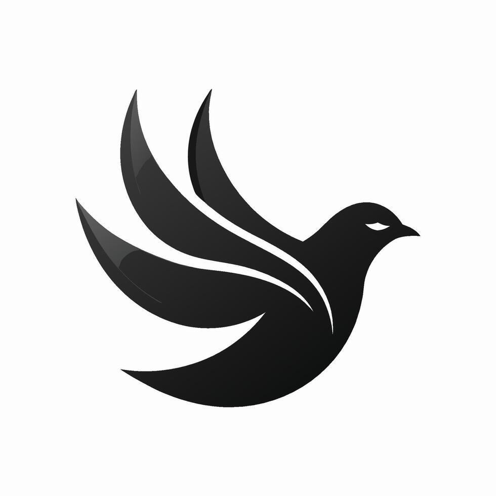 A black bird flying in the air on a white background vector