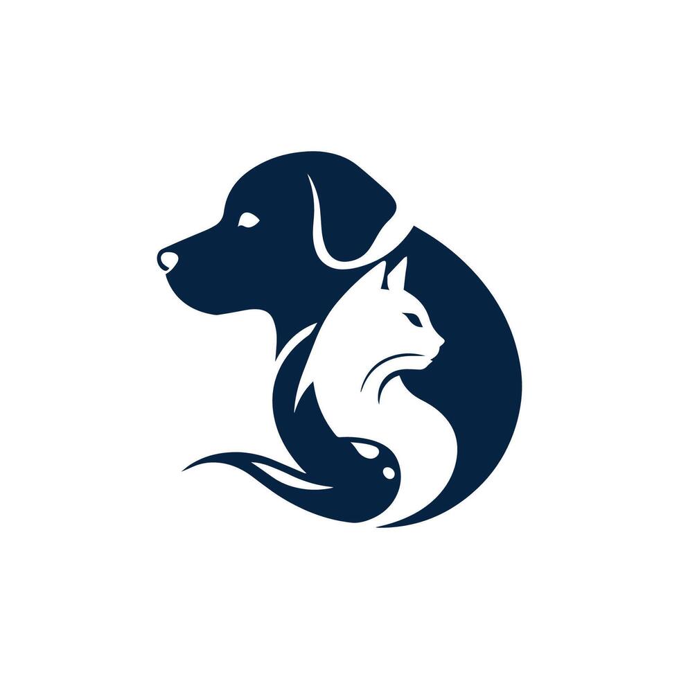 Dog and cat logo design vector