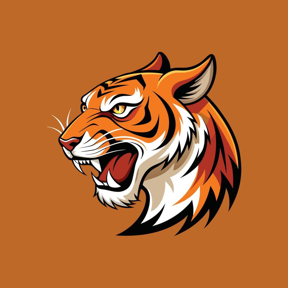 A tiger head on a brown background vector