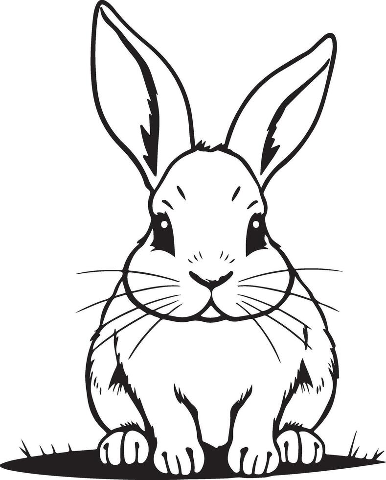 A black and white drawing of a rabbit vector