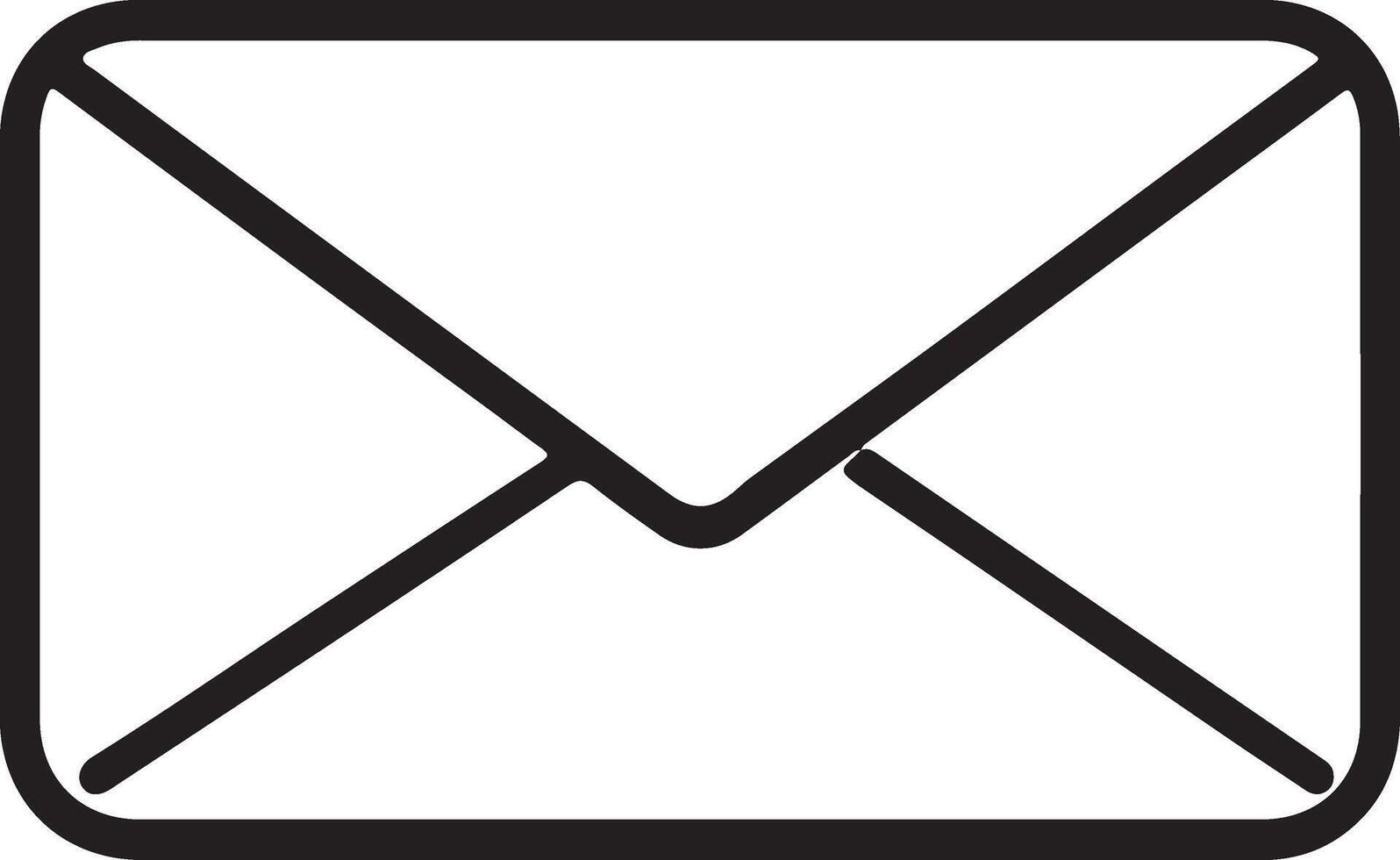 An envelope icon with a black outline vector