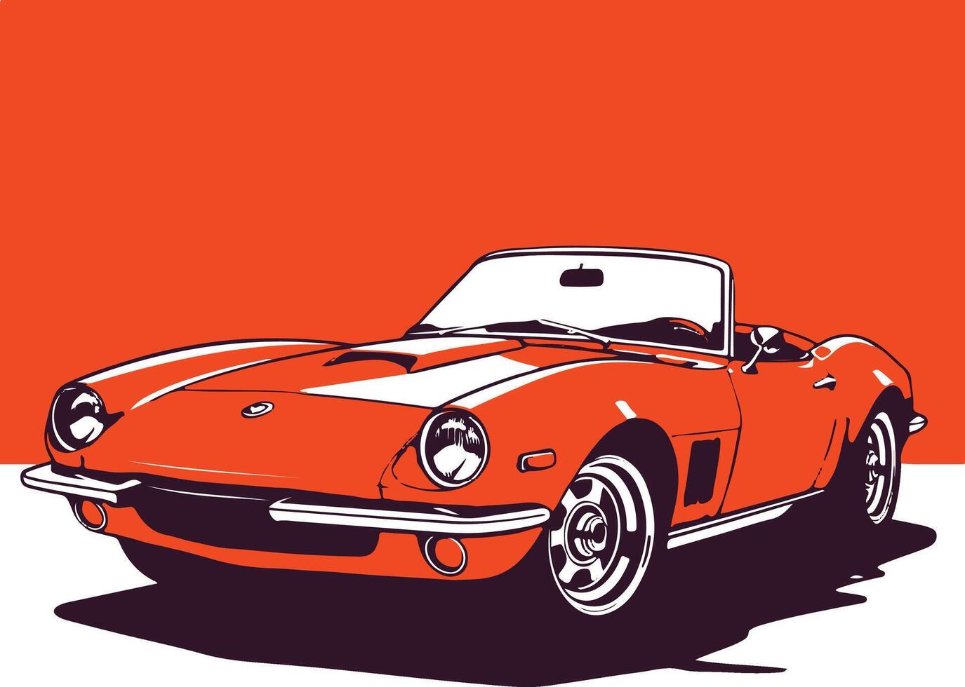 An orange and white sports car on an orange background vector