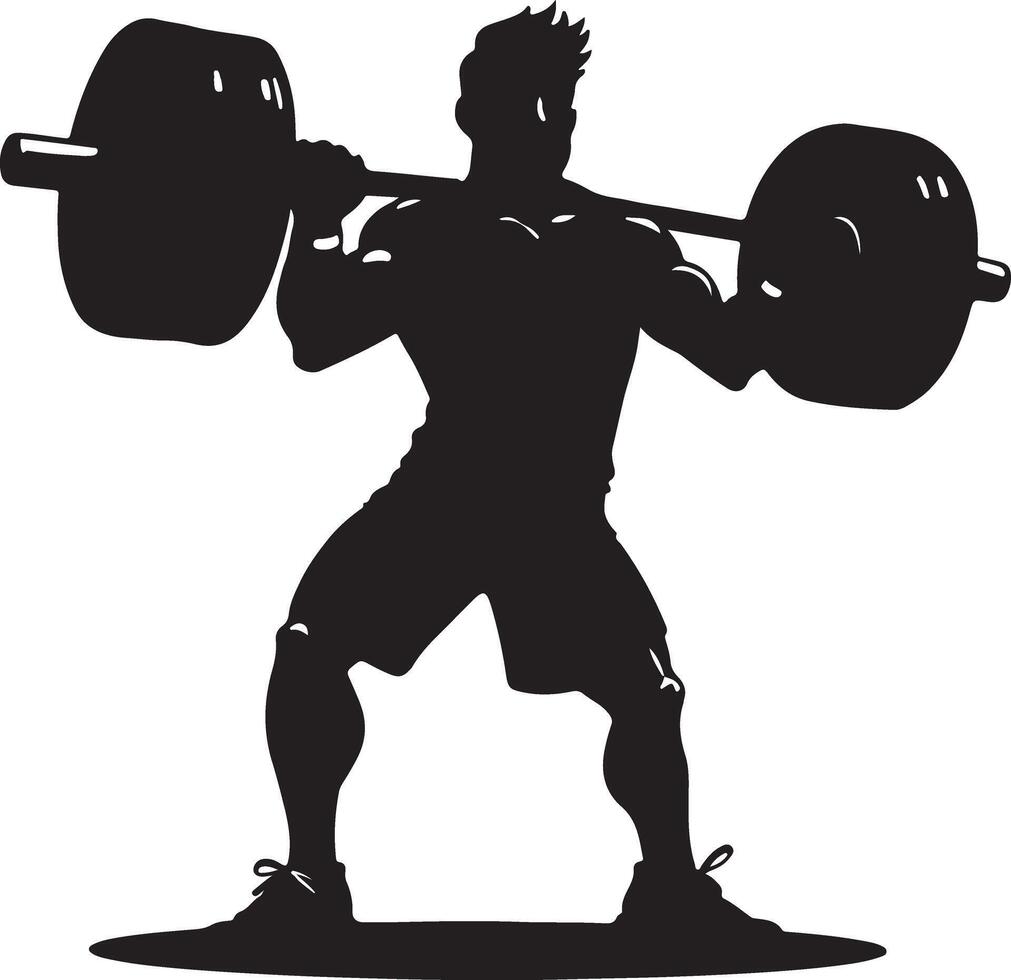 A silhouette of a man lifting a barbell vector