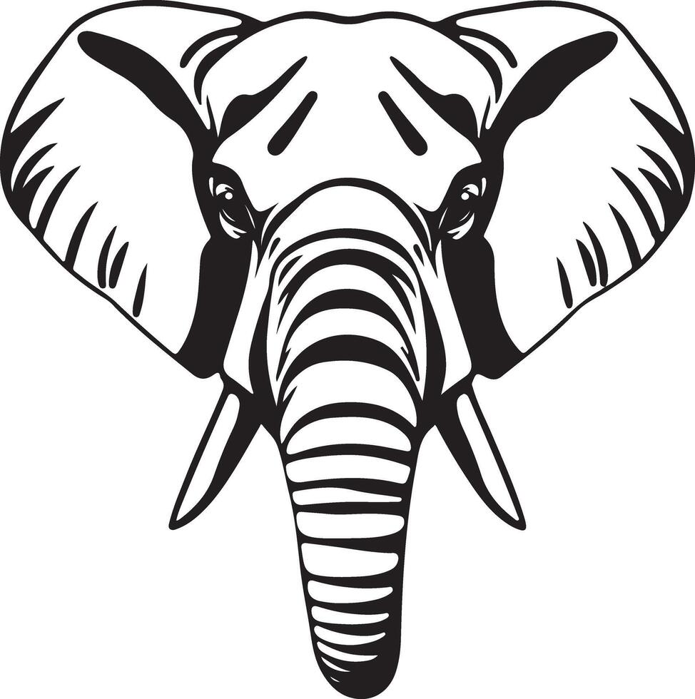 An elephant head with tusks on a white background vector