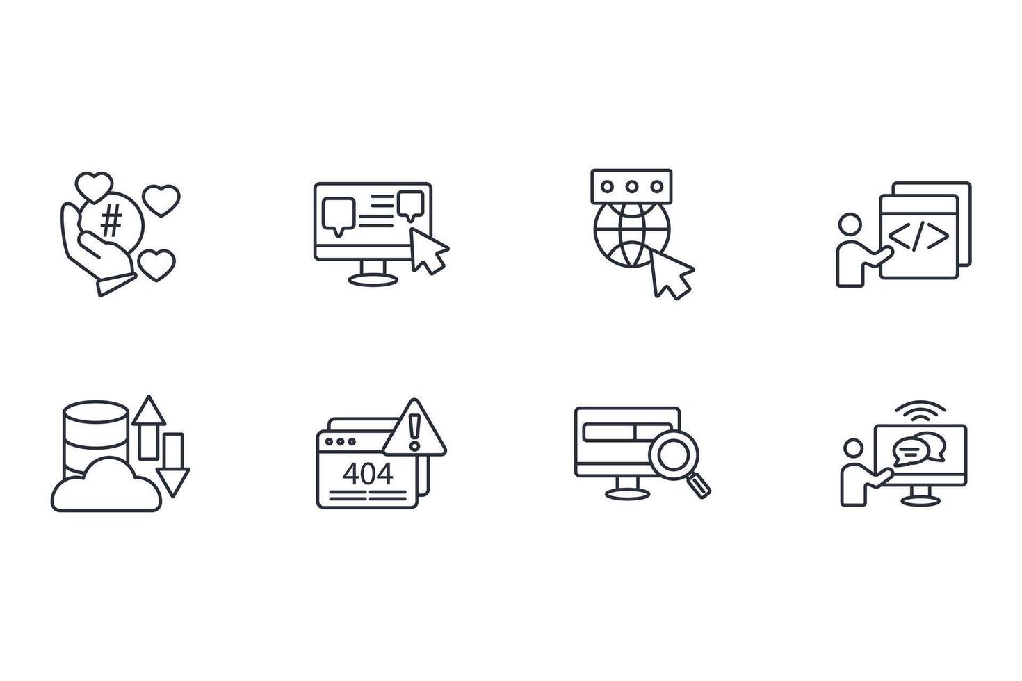 Website icon set Editable stroke.linear style sign for use web design,logo.Symbol illustration. vector