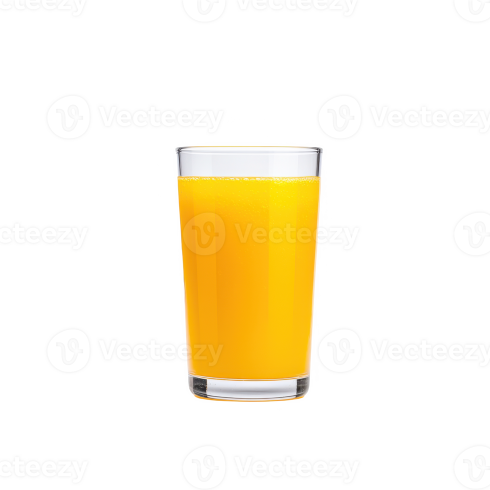 Fresh orange juice in a clear glass on isolated background. png