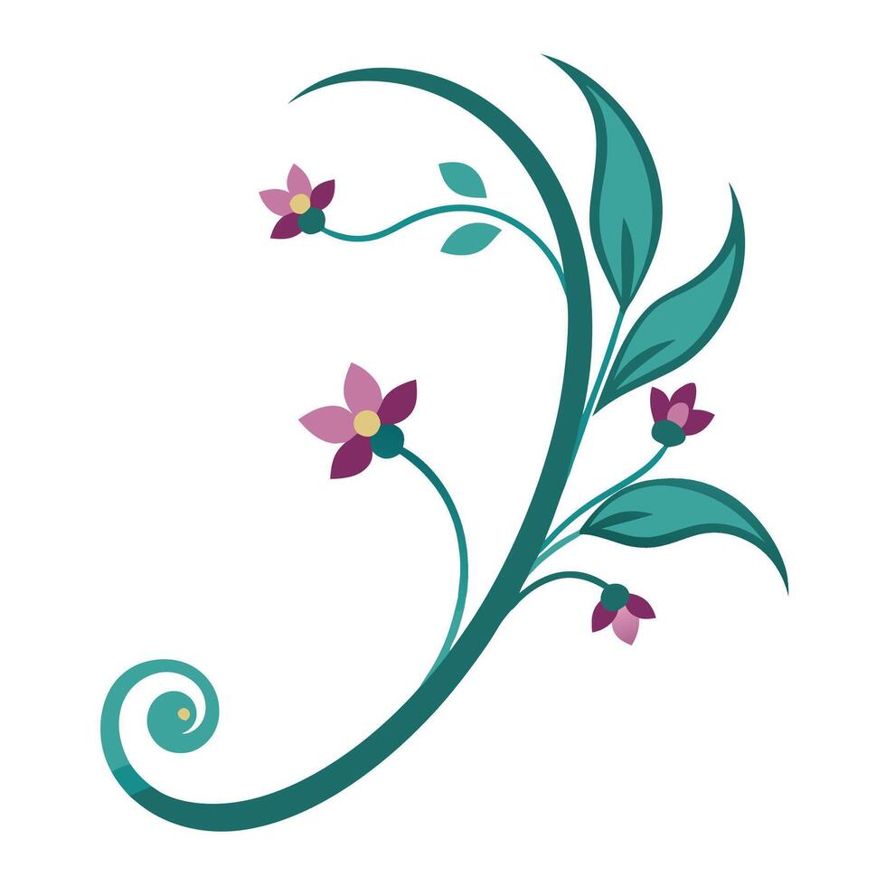 Side Facing Floral Ornament with Elegant Curves vector