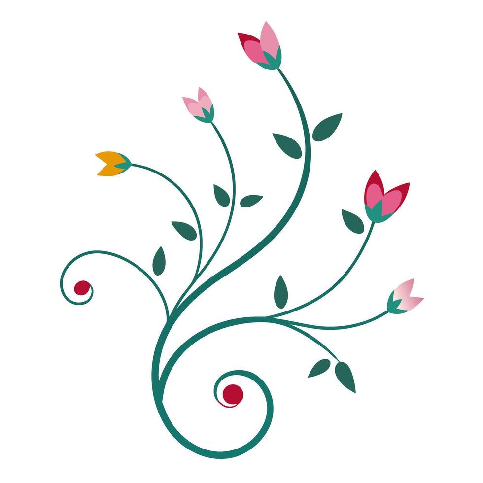 Simple Floral Ornament Design with Elegant Flower Element vector