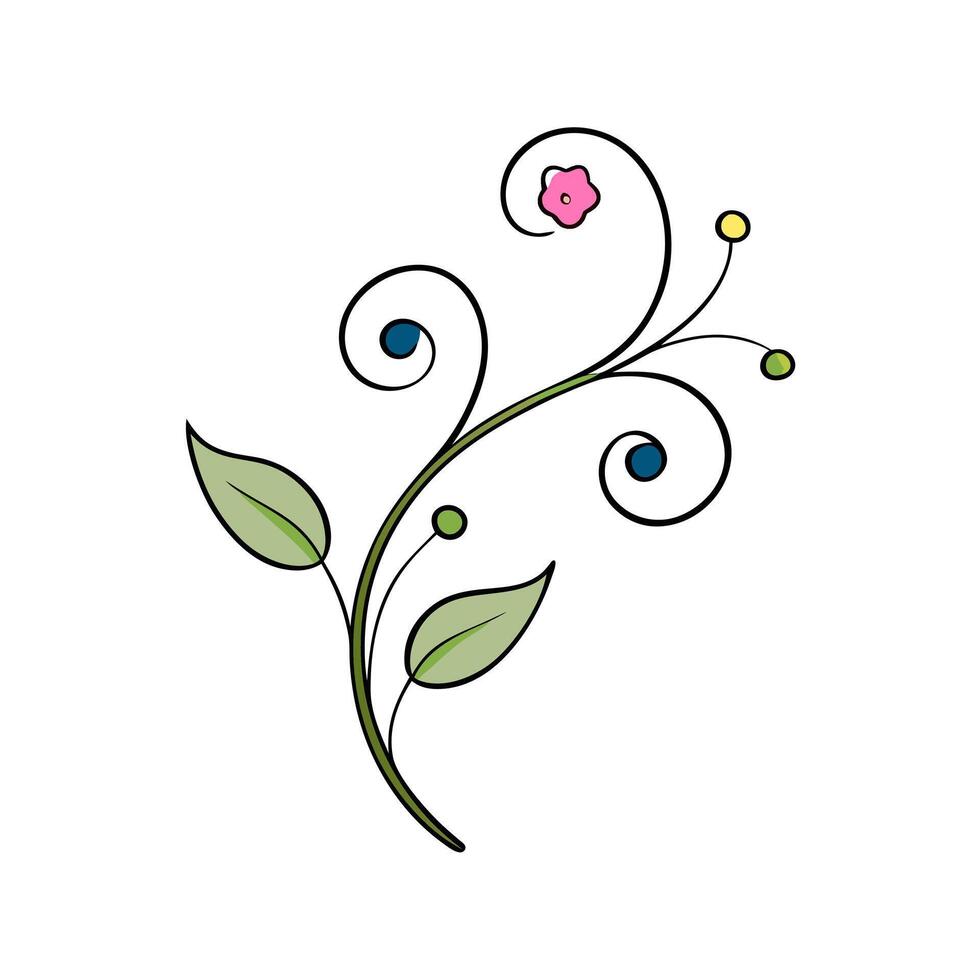 Simple Floral Ornament Design with Elegant Flower Elements vector