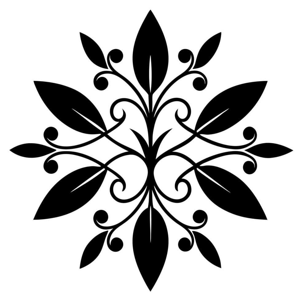 Floral Ornament Silhouette Design with Elegant Decorative Elements for Patterns vector