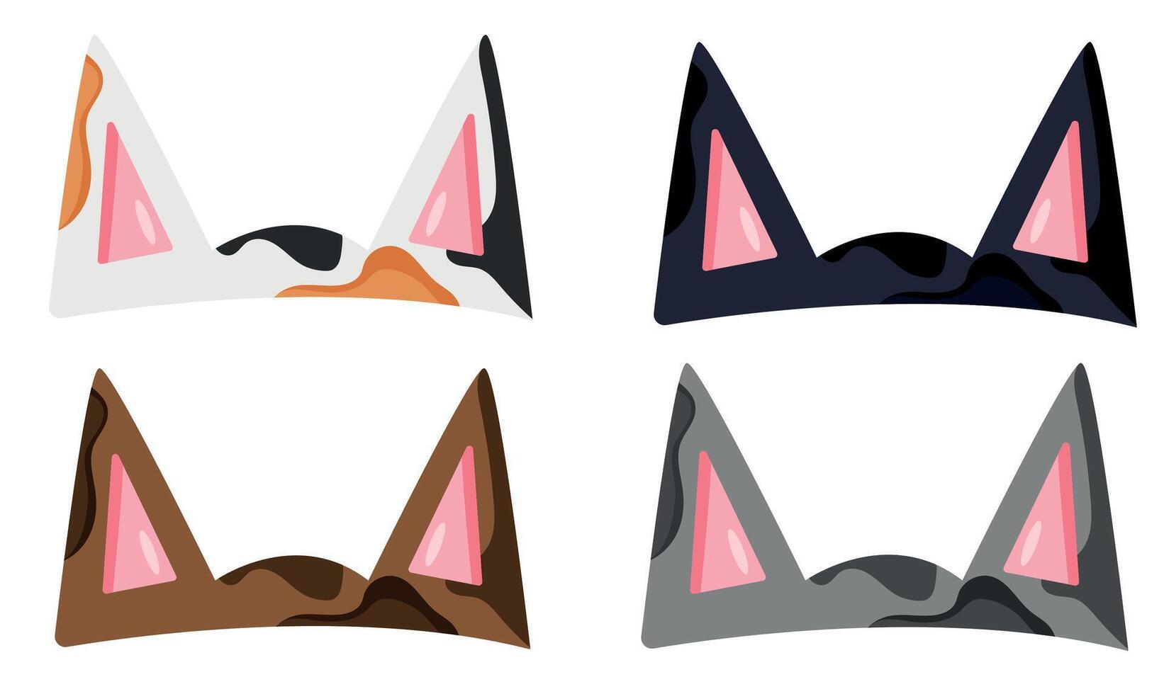 icons with various cat ears, namely gray, black, spotted and brown cat ears, for cat day, for various designs, posters or banners vector