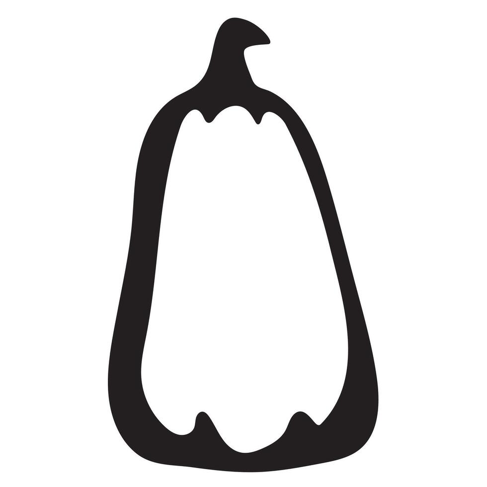 autumn pumpkin elongated shape drawn with black outline for logos vector