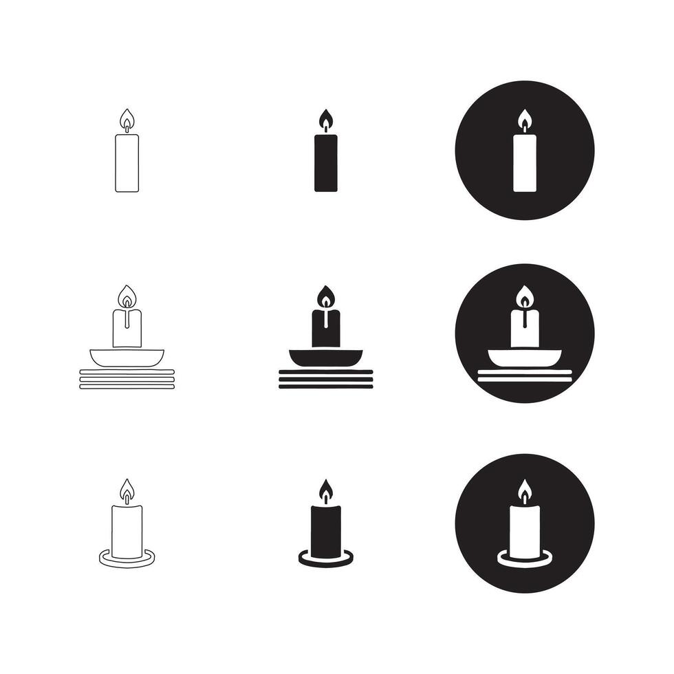 Flat and Outline Candle Illustrations vector