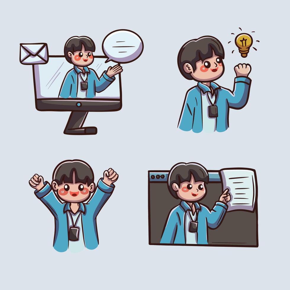 Business Character with Ideas and Communication vector