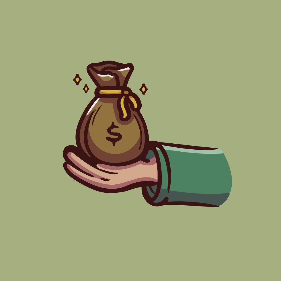 Hand Holding Money Bag vector