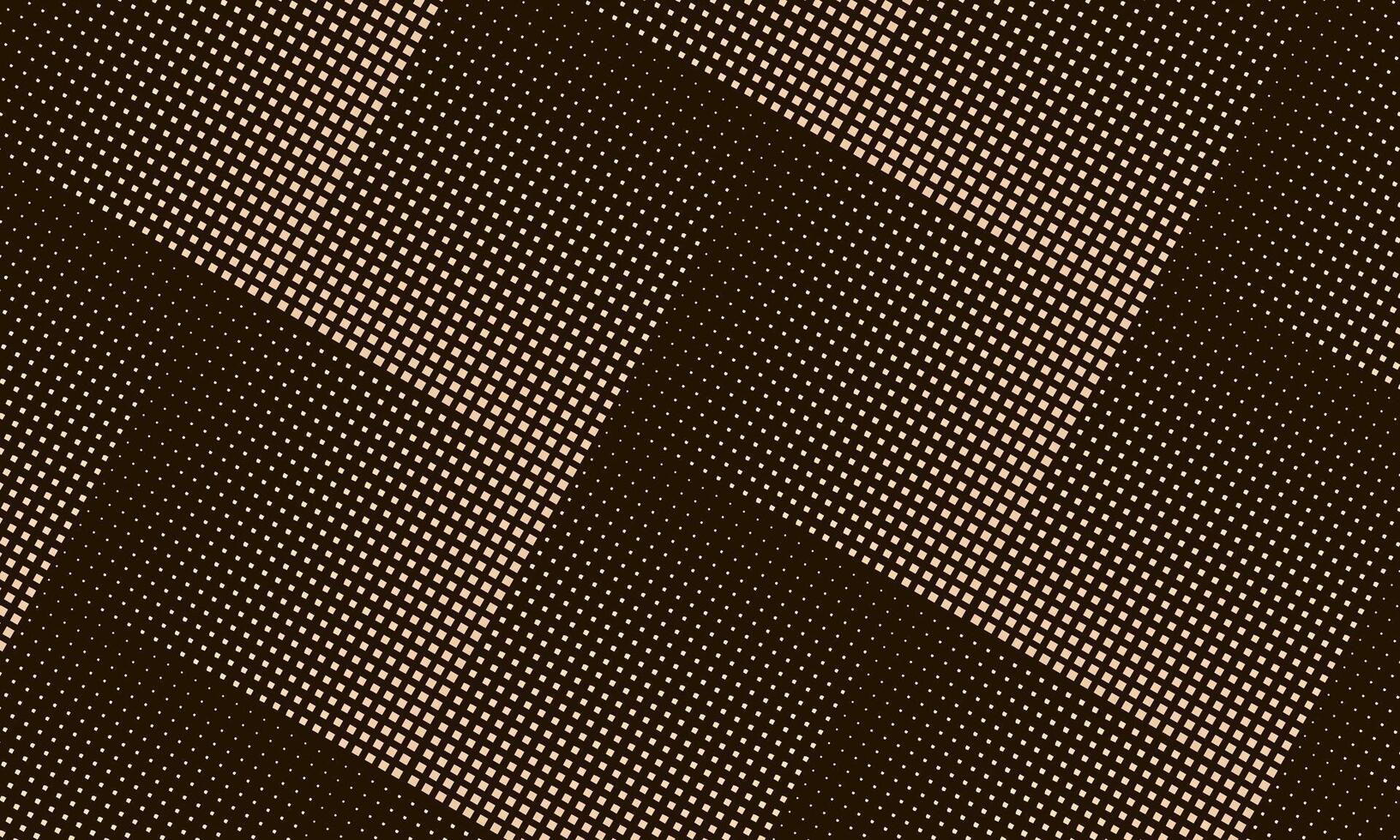Yellow halftone square pixels pattern. retro geometric dark background. vector