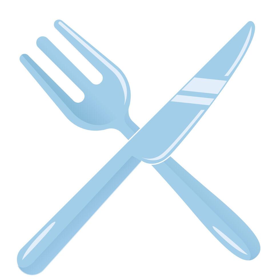 Blue fork and knife crossed over each other, perfect for restaurant menus, food blogs, and culinary designs. Modern, minimalistic, and professional. vector