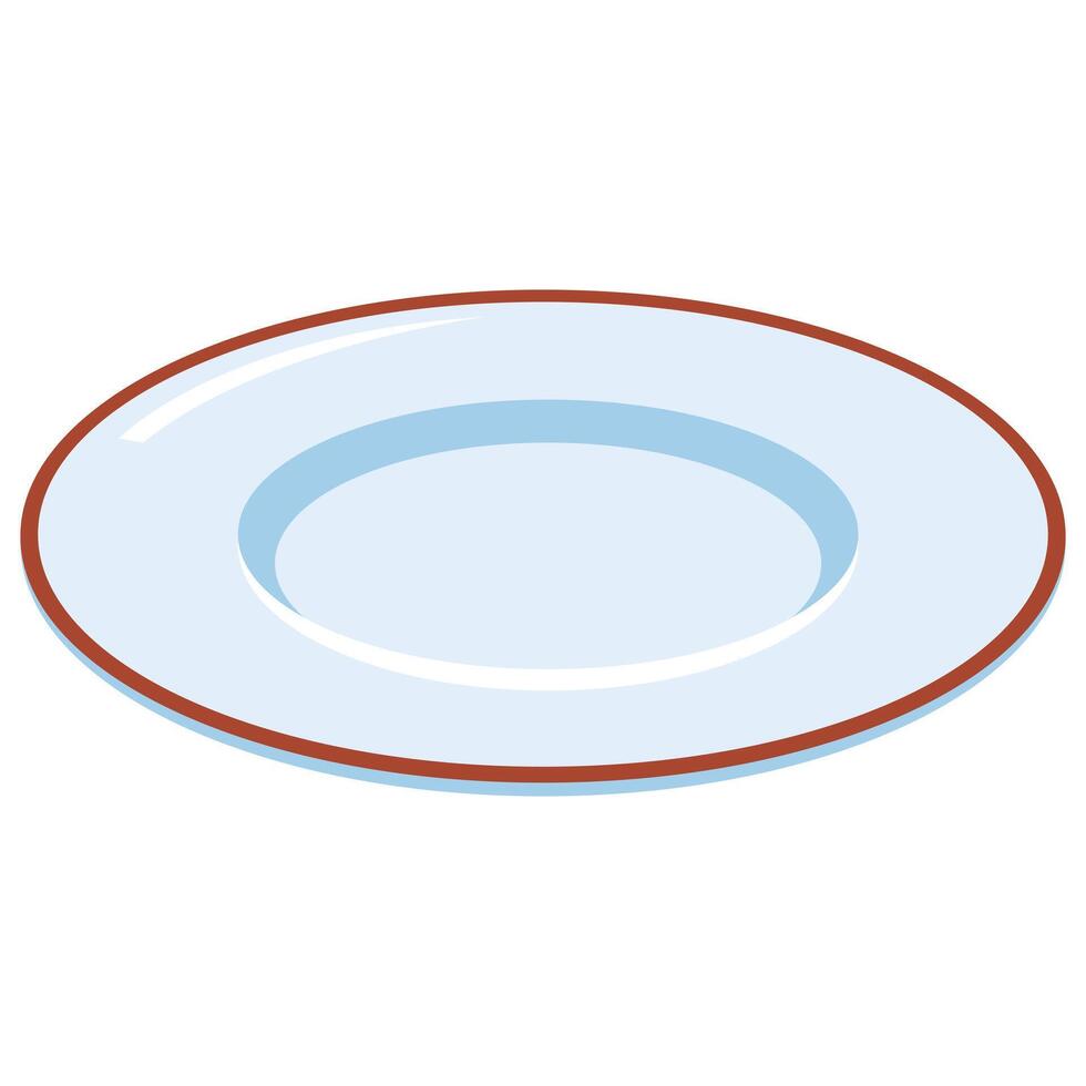 Empty white plate with a brown rim perfect for food photography, restaurant menus, culinary blogs, kitchenware products, and table setting concepts. vector