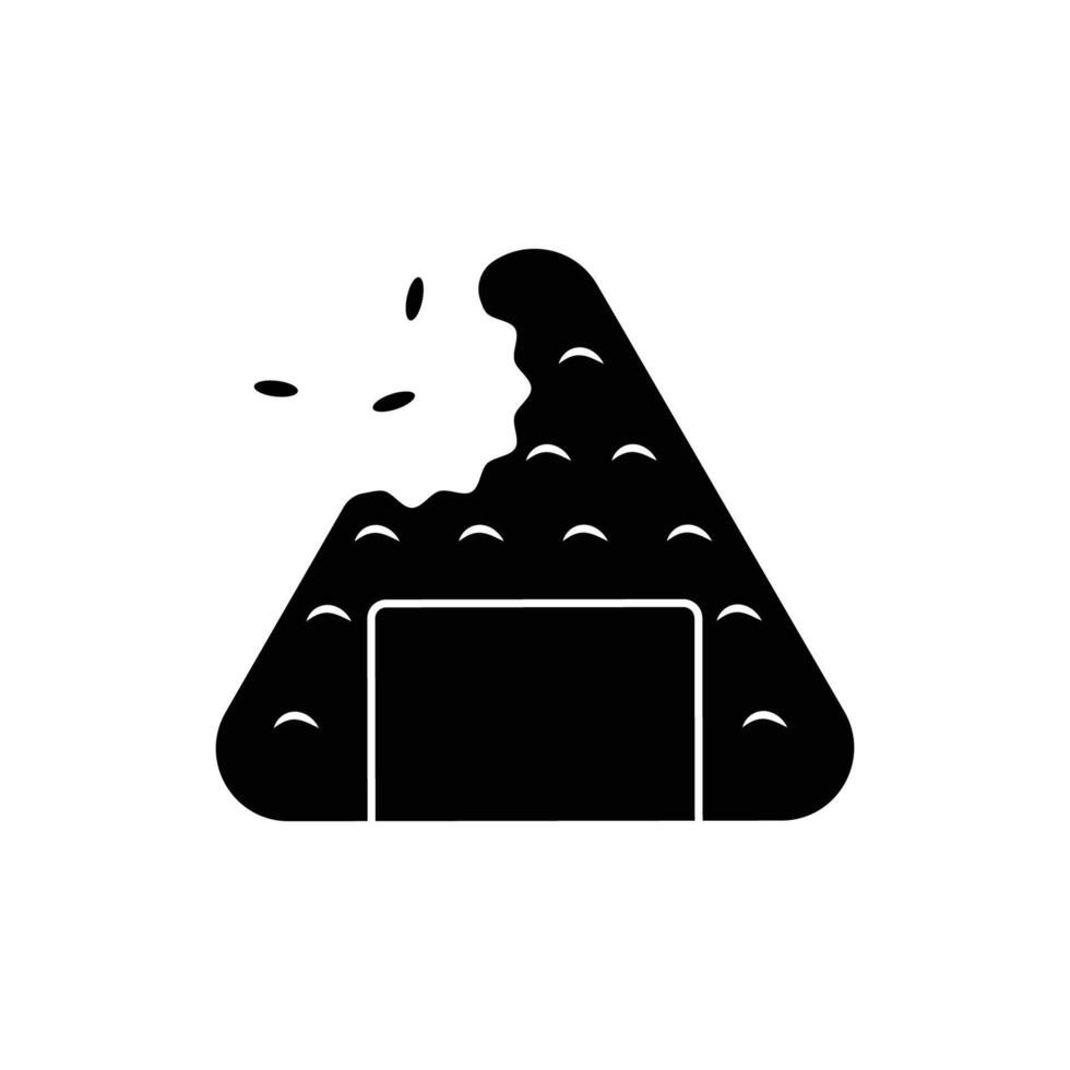 Bitten Onigiri Silhouette. Black and White Icon Design Elements on Isolated White Background vector