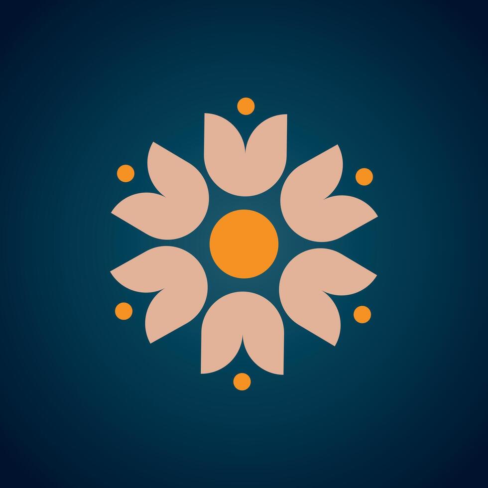 Spa logo with a flower in a golden button. Leaf icon logo design template. Logo design for your business. Abstract flower logo. vector