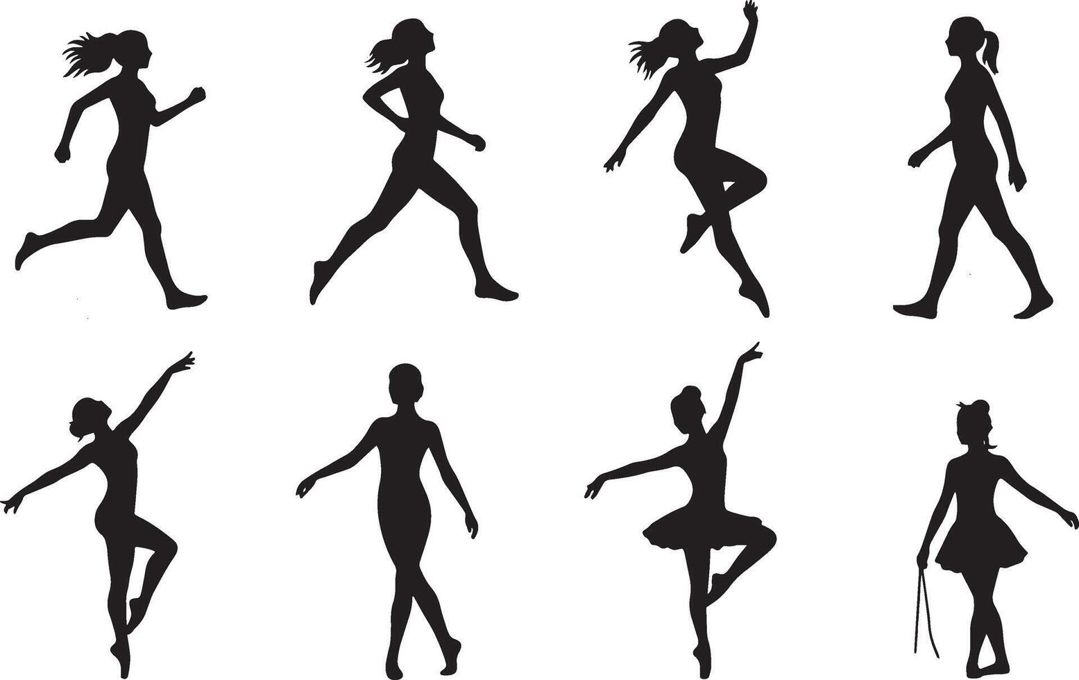 Full Body Shadow Figures for Creative Design Pack vector