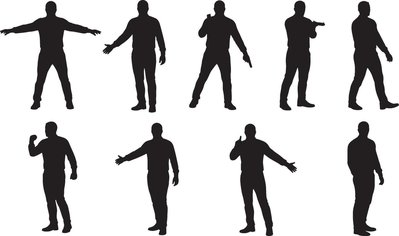 Creative Silhouette Standing Gesture Collection vector