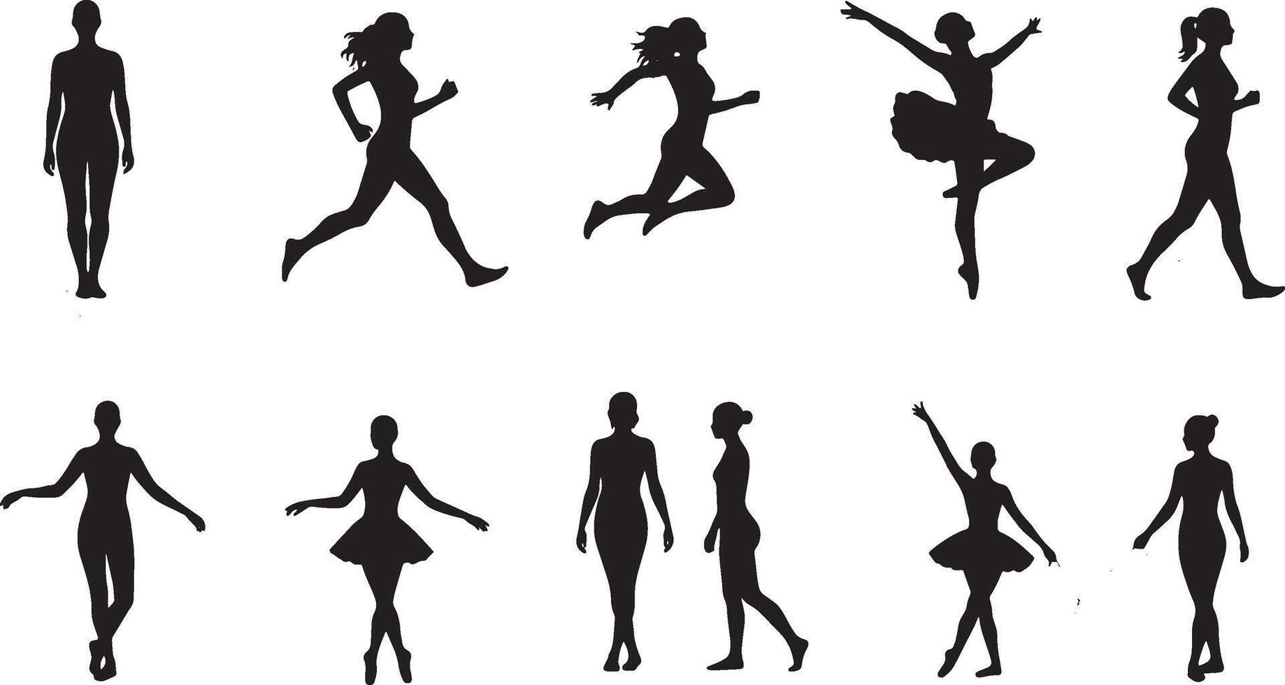 Shadow Poses with Dynamic Human Figures Pack vector