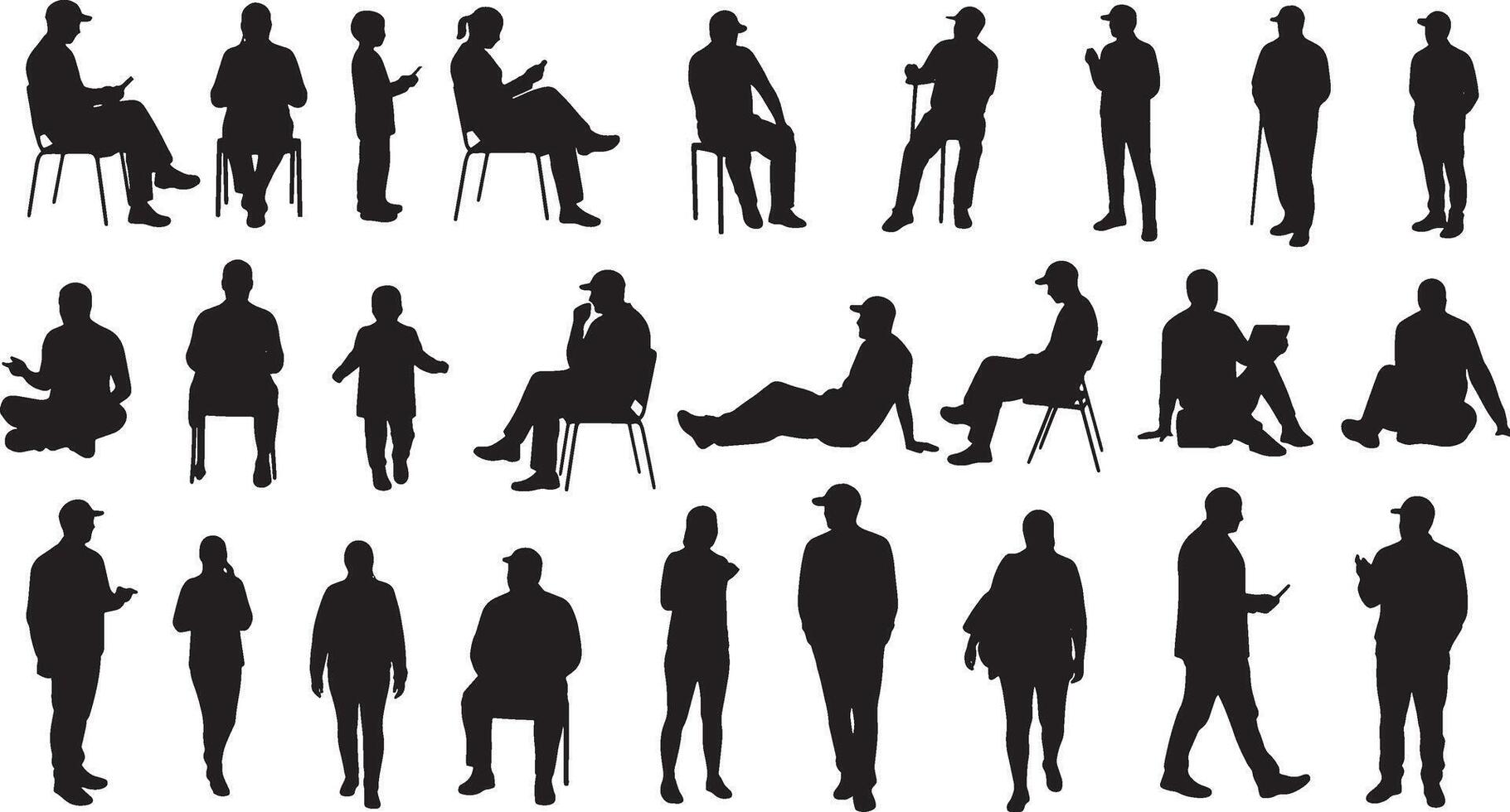 Shadow Figure Pack with Various Standing Poses vector