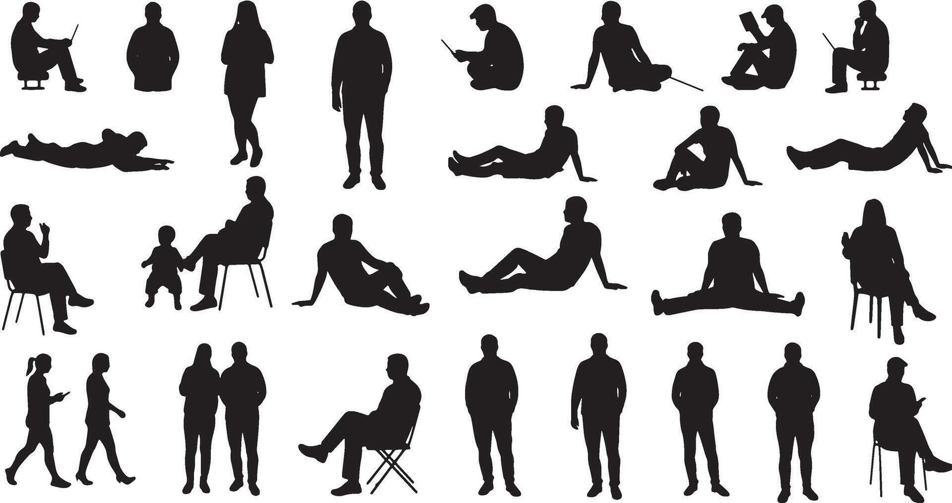 Creative Shadow Figures for Graphic Artists Set vector