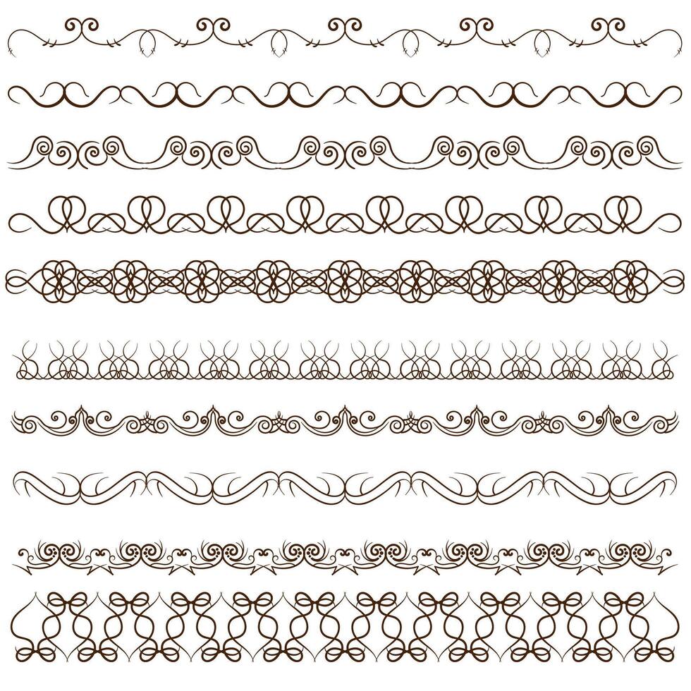 Set of decorative borders. Design elements for wedding invitations and greeting cards. vector