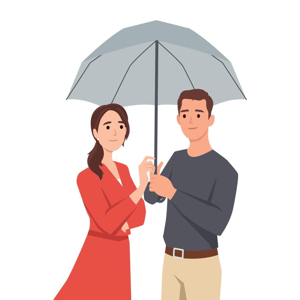 Couple Sharing an Umbrella. Symbolizing warmth, protection, and togetherness. vector