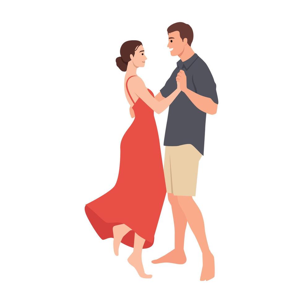 Couple dances gracefully together, sharing a romantic and intimate moment with joyful expressions. vector