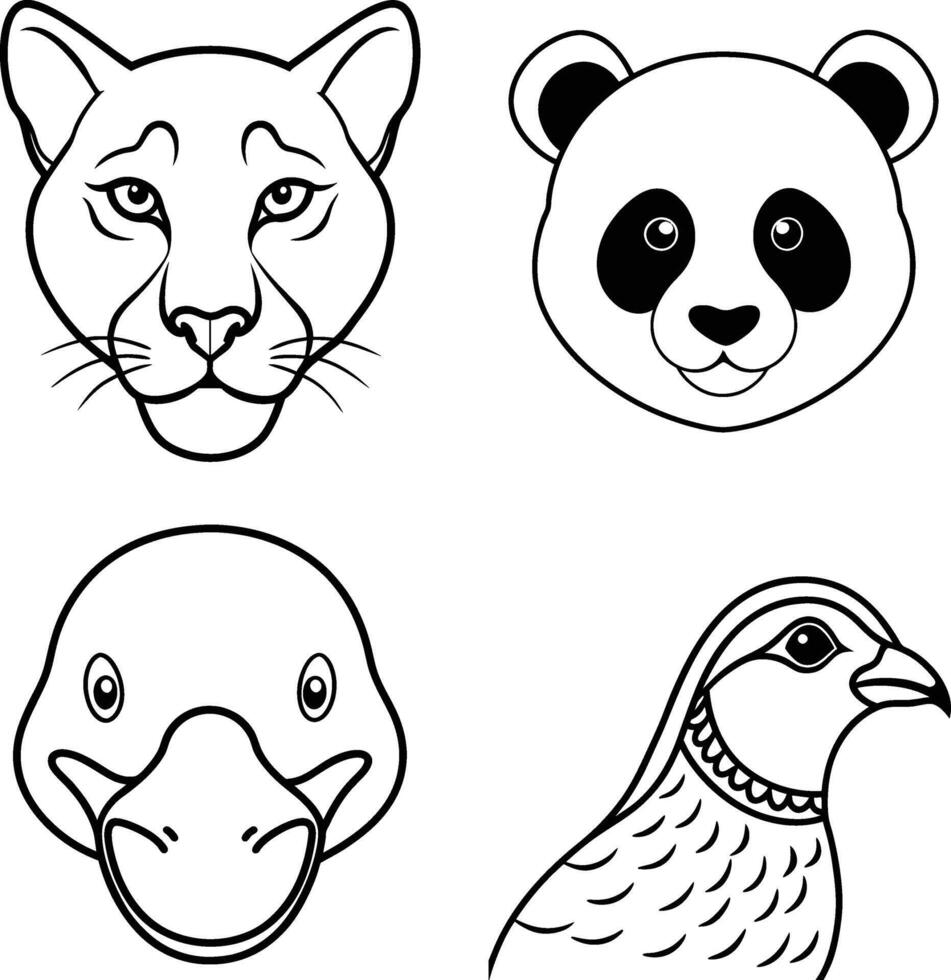 Animal Head Illustrations Featuring Cute and Exotic Creatures vector