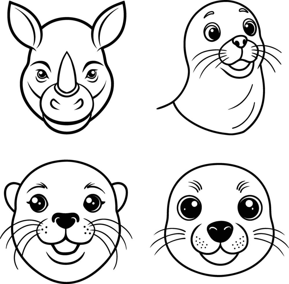 Cute and Friendly Animal Head Illustrations for Fun Designs vector