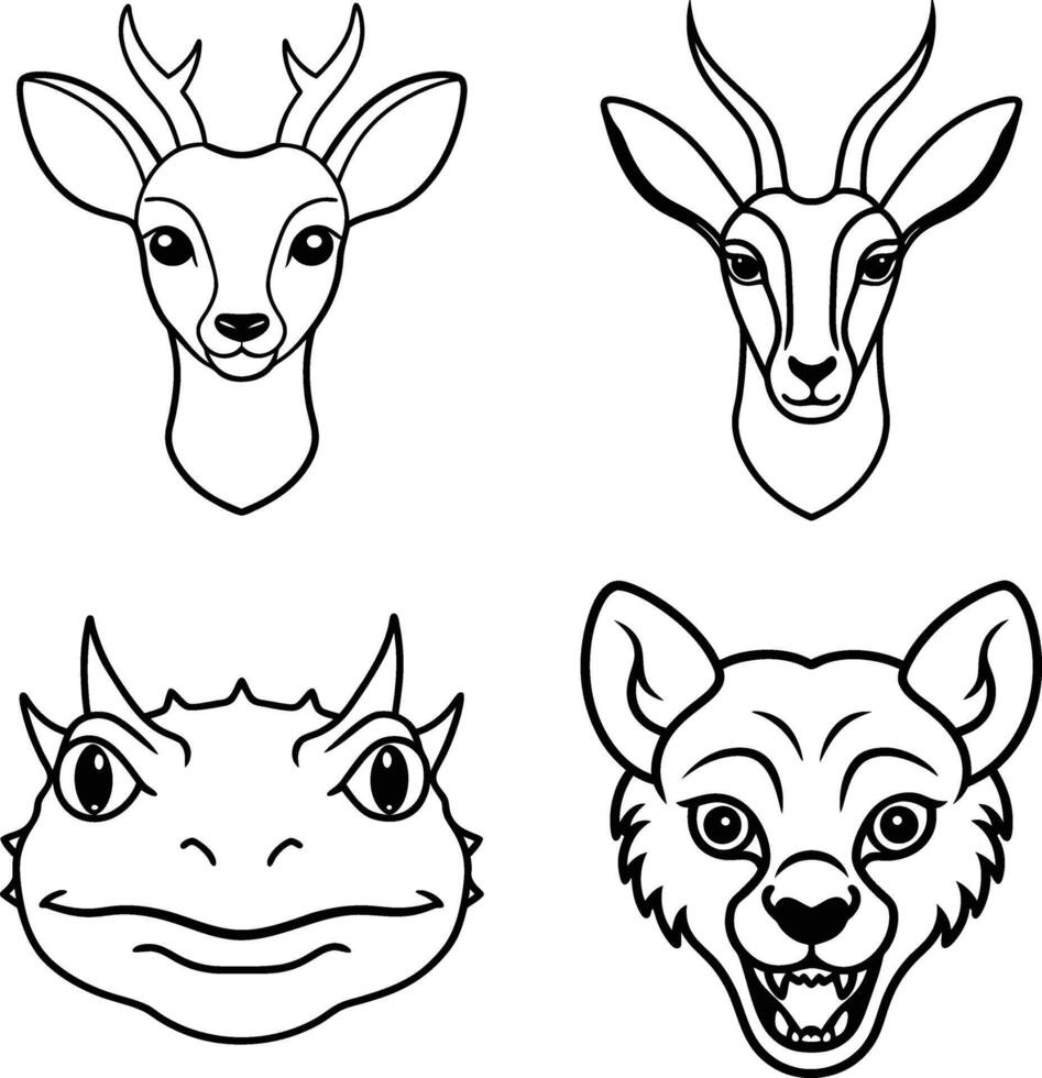 Unique Animal Head Illustrations Featuring Wild Creatures vector