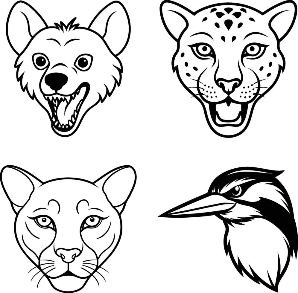 Wild Animal Head Illustrations for Creative Designs vector