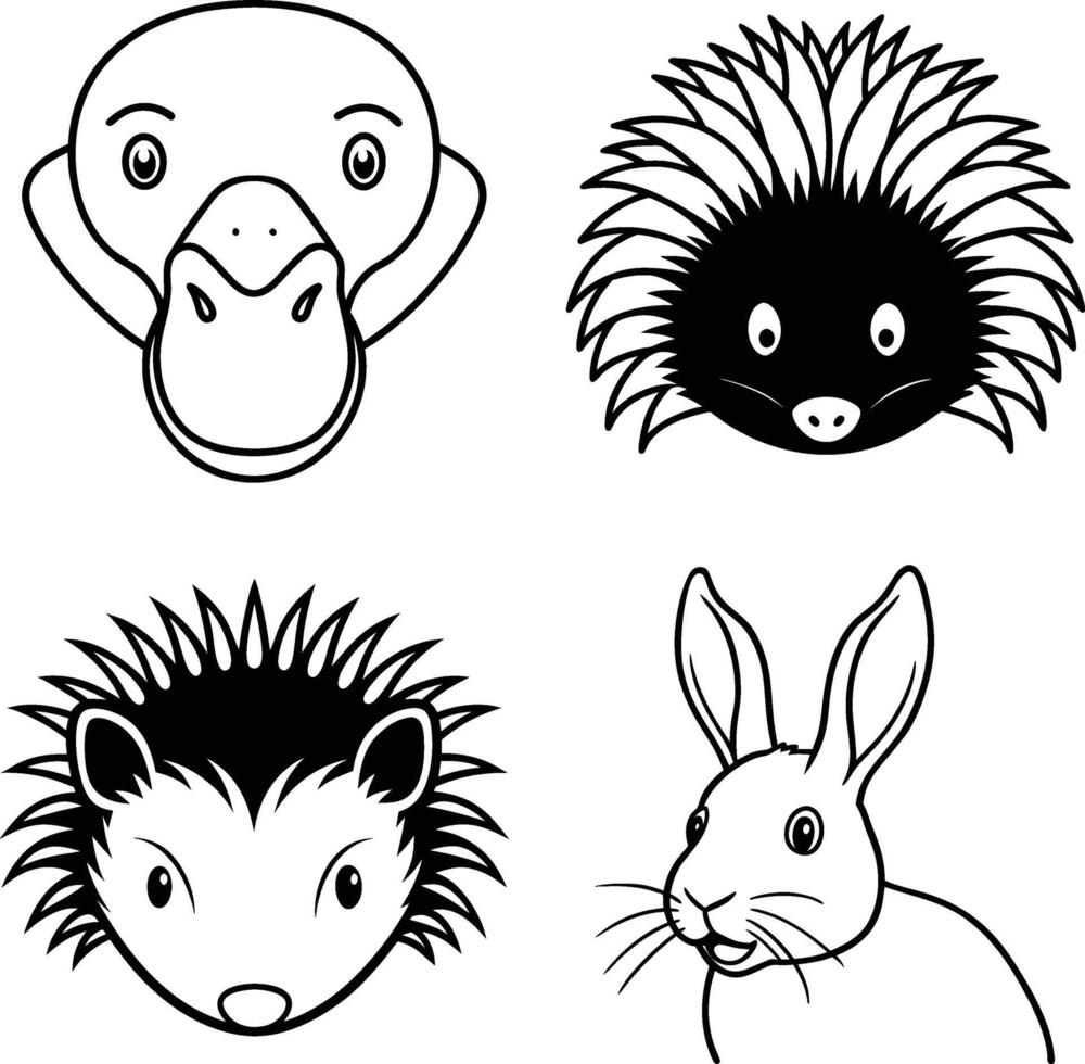 Cute and Creative Animal Head Illustrations for Fun Designs vector