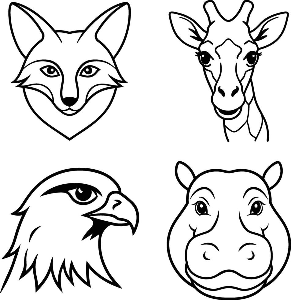 Creative Animal Head Illustrations Featuring Wild Creatures vector